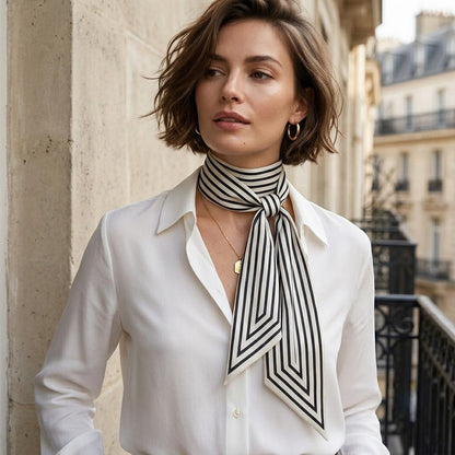 Nordic Minimalist Striped Skinny Scarf