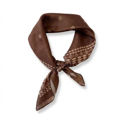 Vintage Geometric Coffee Square Scarf